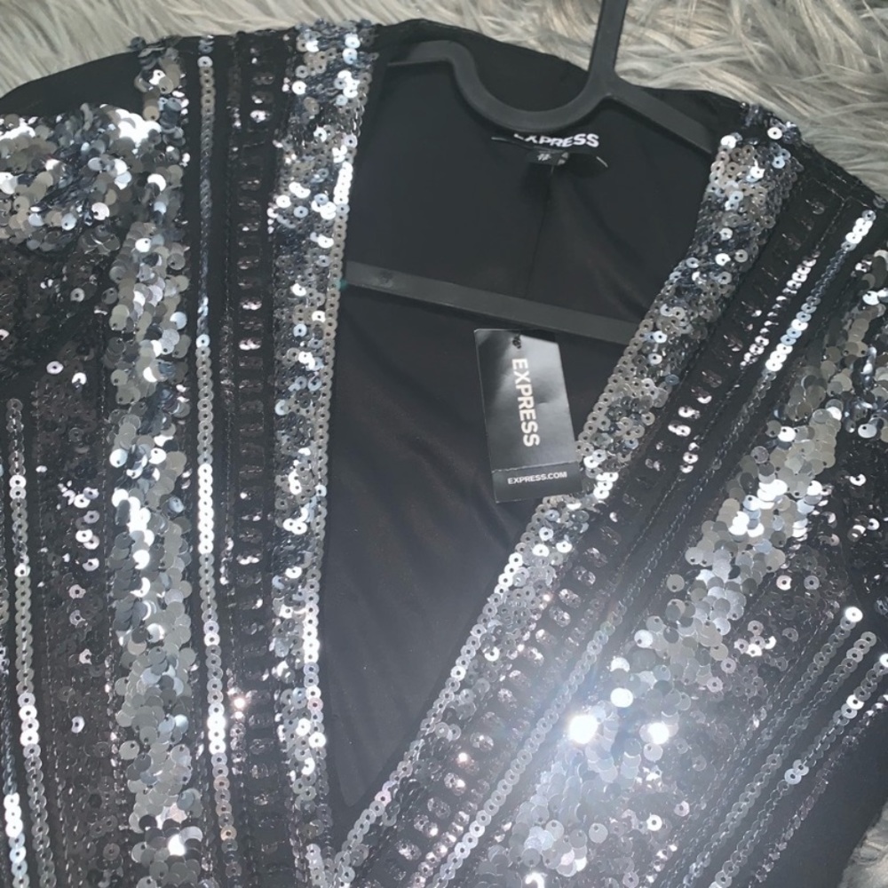 Black and silver Express fitted dress.